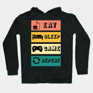 Gaming Vintage Retro Gamer Eat Sleep Game Hoodie